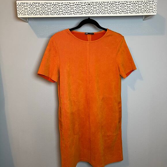 Zara Dresses & Skirts - ZARA Orange Shift Dress with Pockets Size Small